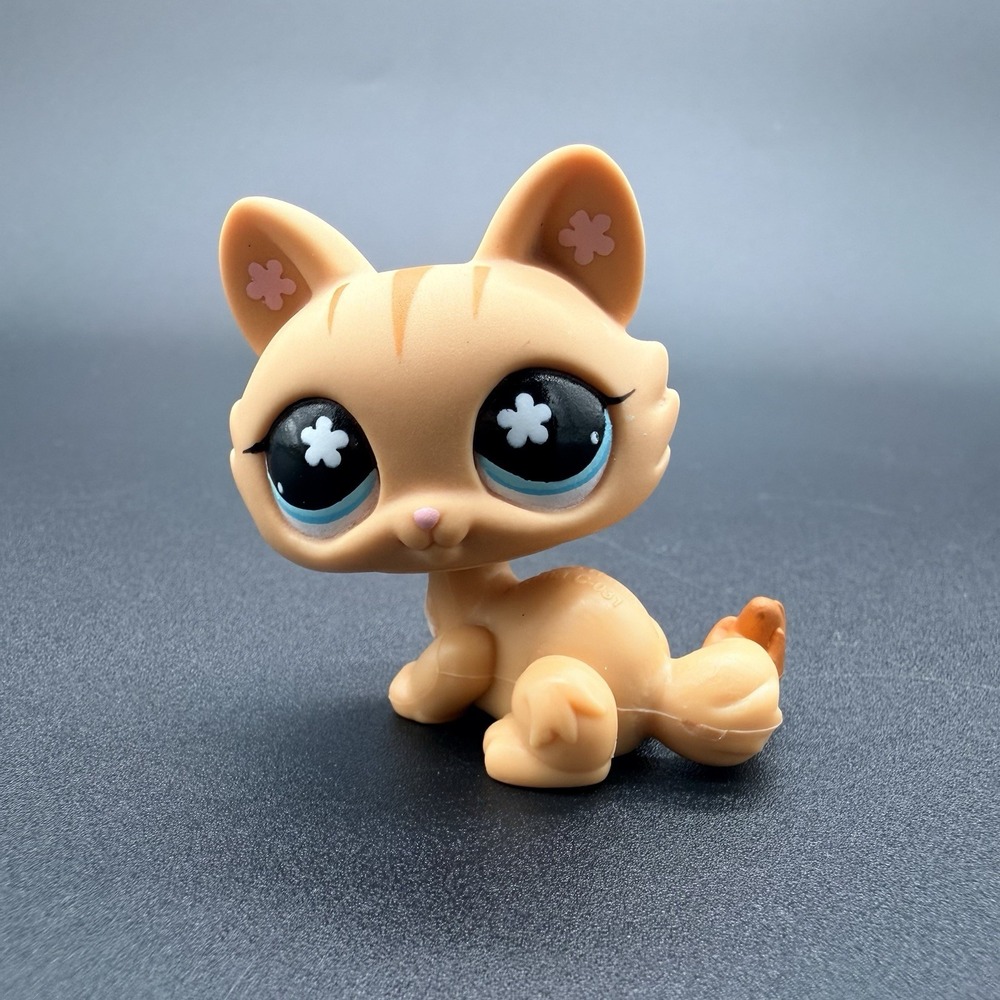 Authentic LPS #649 Orange‎ Tabby Crouching Kitten Cat Littlest Pet Shop